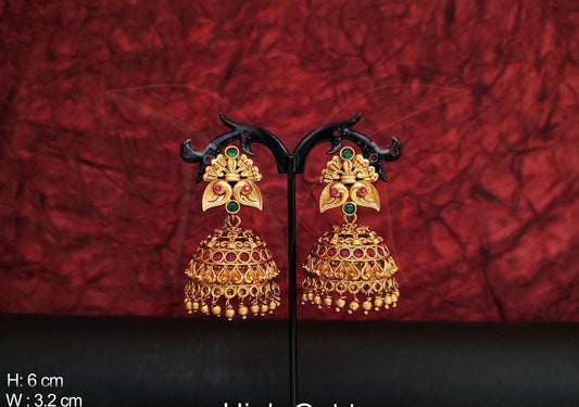 PEACOCK RUBY GREEN JHUMKA