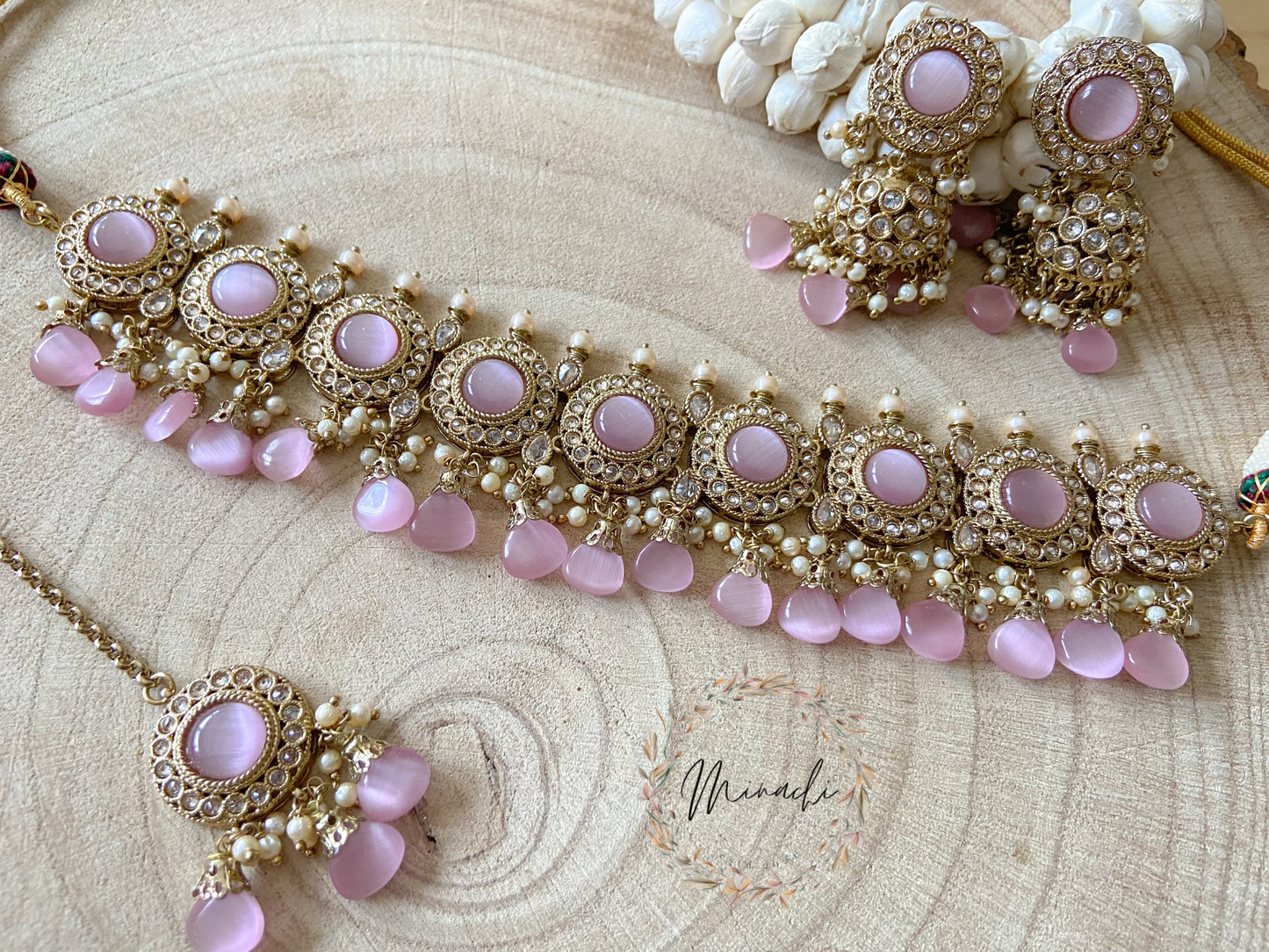 PINK CHOKER KUNDAN NECKLACE SET