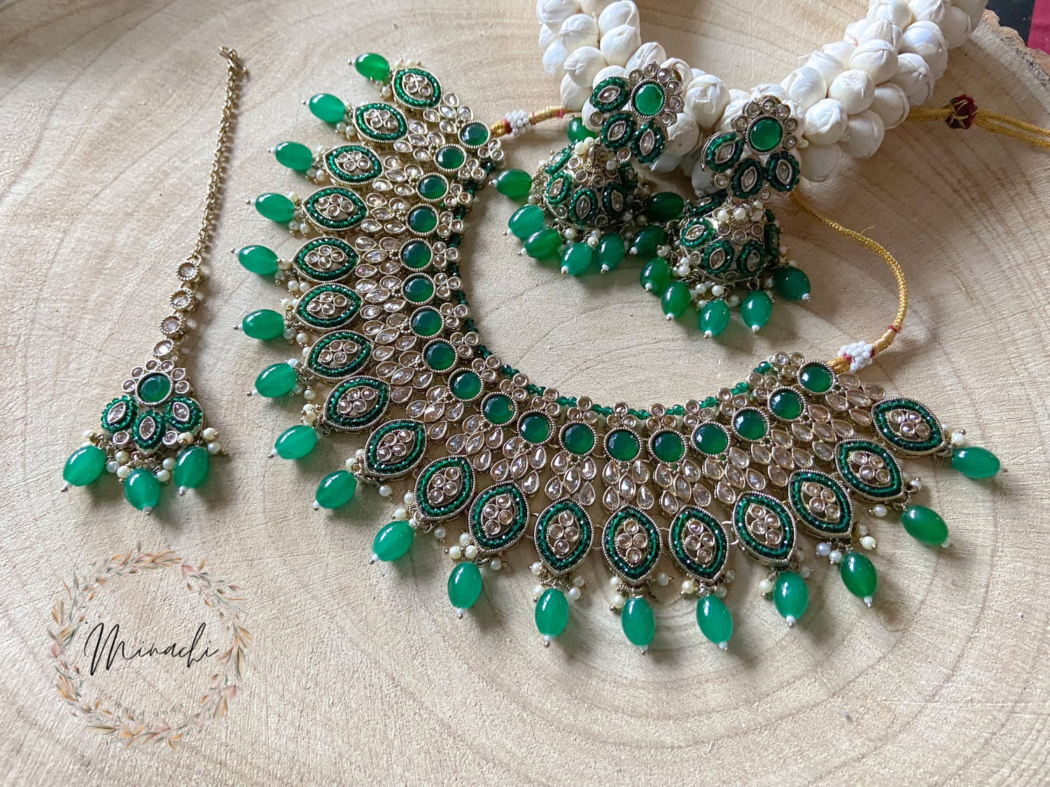 Buy Mansiyaorange C Green Colored Pearl AD Kundan Stone Choker Necklace  Imitation Jewellery Set For Women Online at Best Prices in India - JioMart.