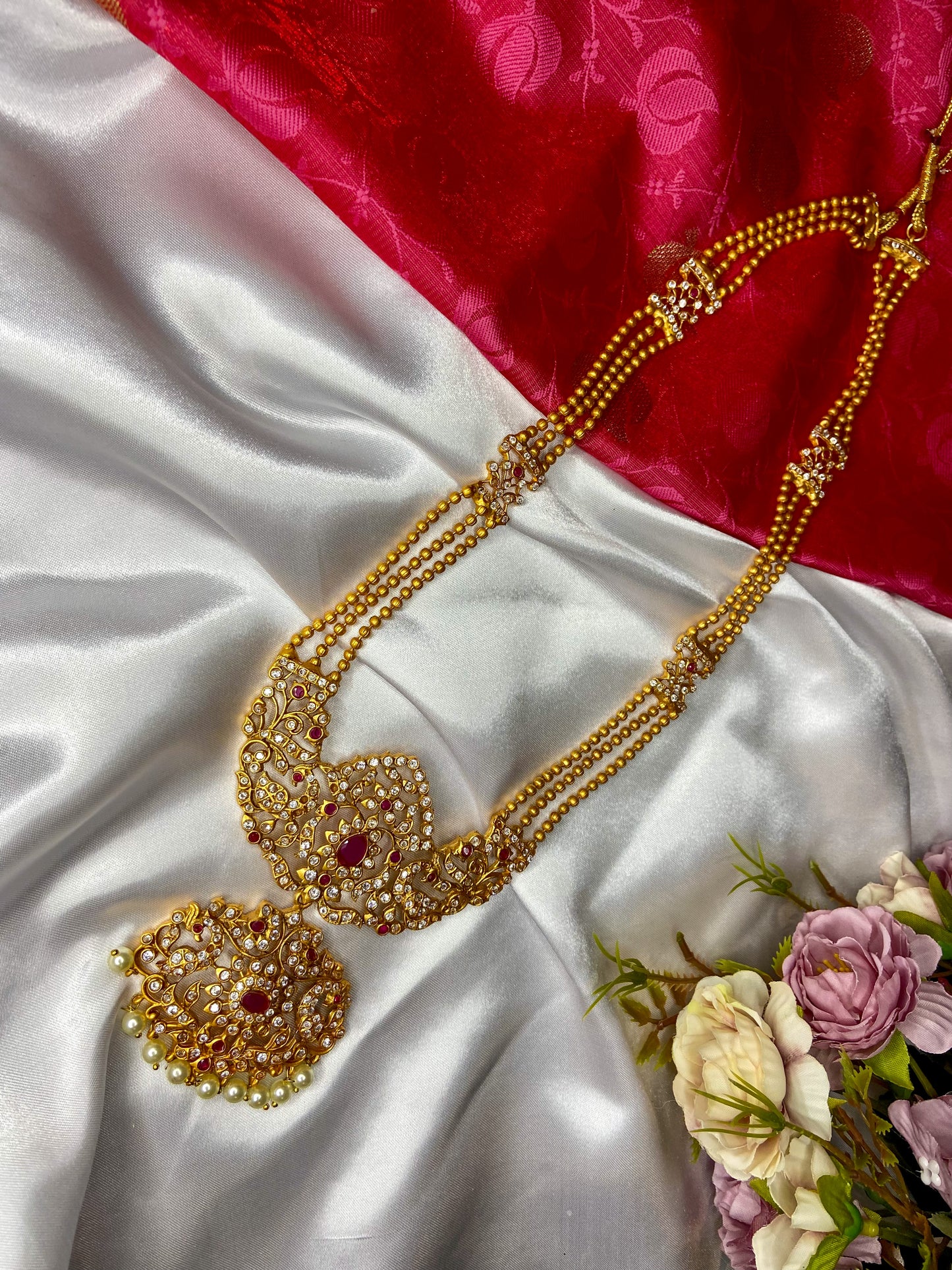 GOLD PEACOCK ANTIQUE NECKLACE SET