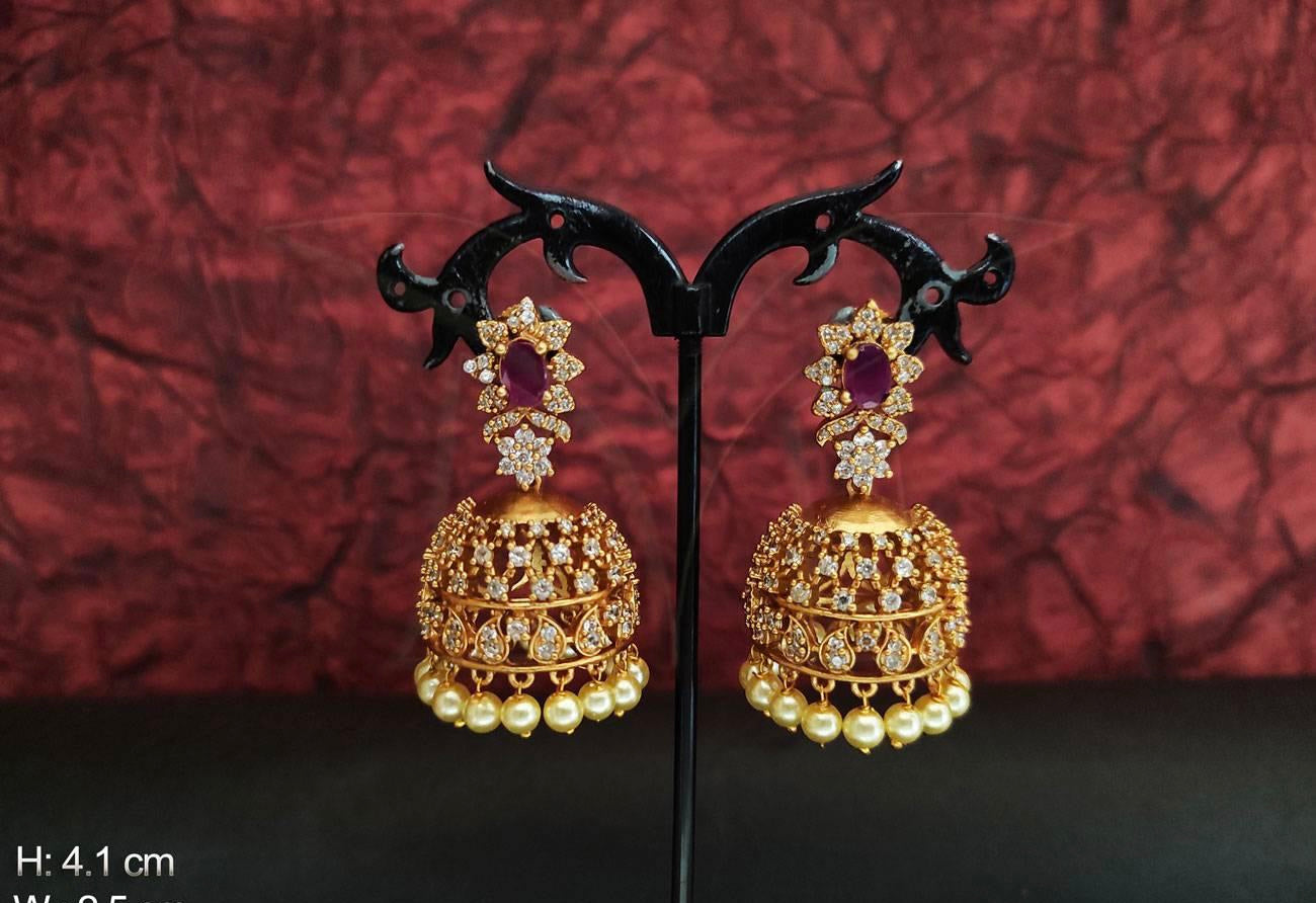 RUBY WHITE JHUMKA