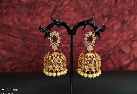 RUBY WHITE JHUMKA