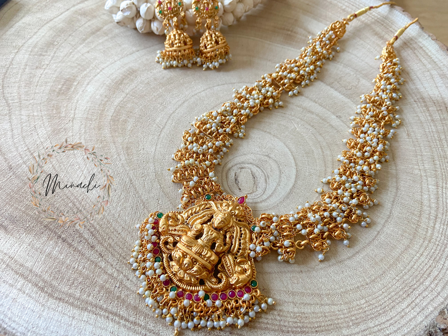 Rani Haar Hyderabad Long Pearl Necklace Gold Design Jewellery NL22045