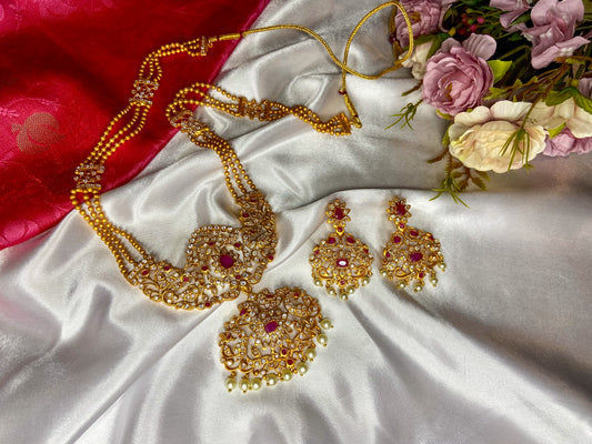 GOLD PEACOCK ANTIQUE NECKLACE SET