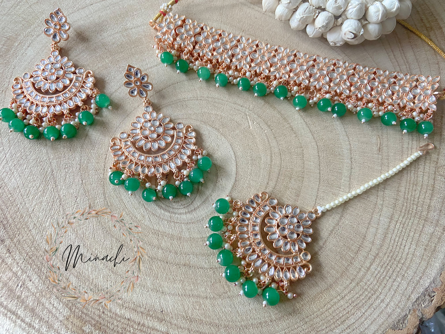 ROSEGOLD GREEN CHOKER SET