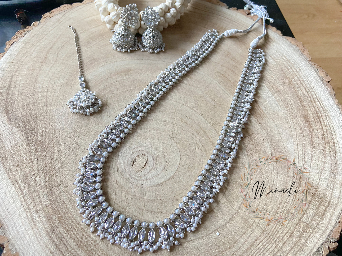 SILVER PEARL LONG CHAIN