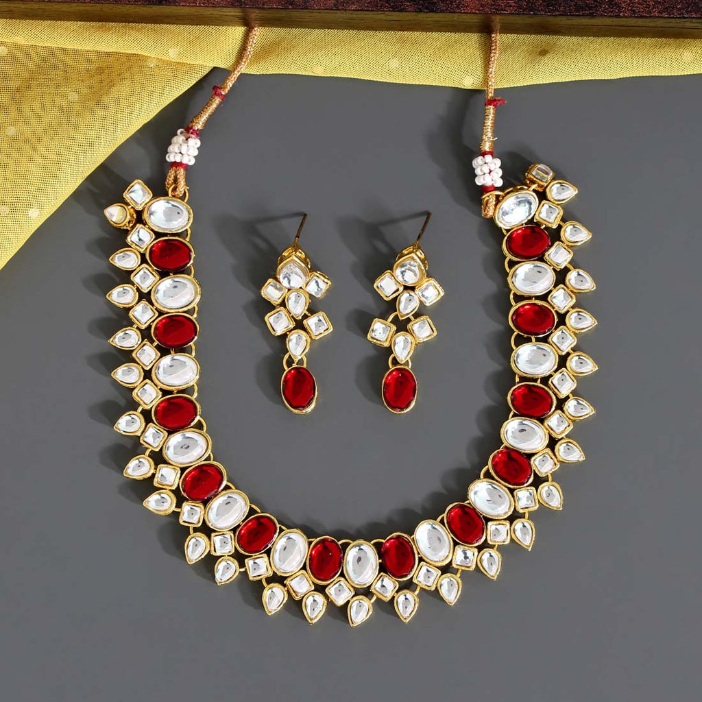 MAROON WHITE NECKLACE SET