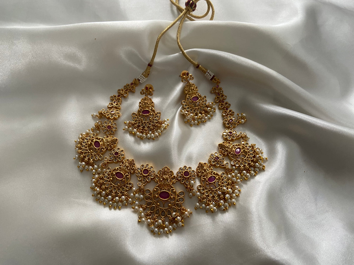 LAKSHMI RUBY PEARL NECKLACE SET