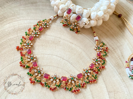 OLG- RUBY GREEN FLORAL NECKLACE SET