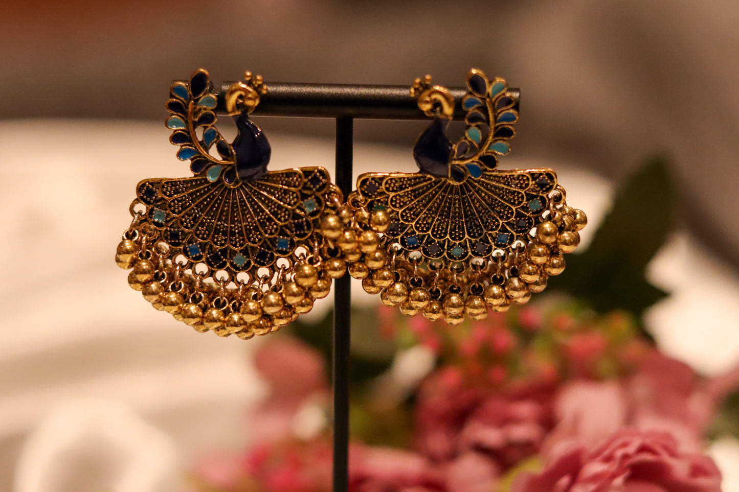 BLUE PEACOCK EARRINGS