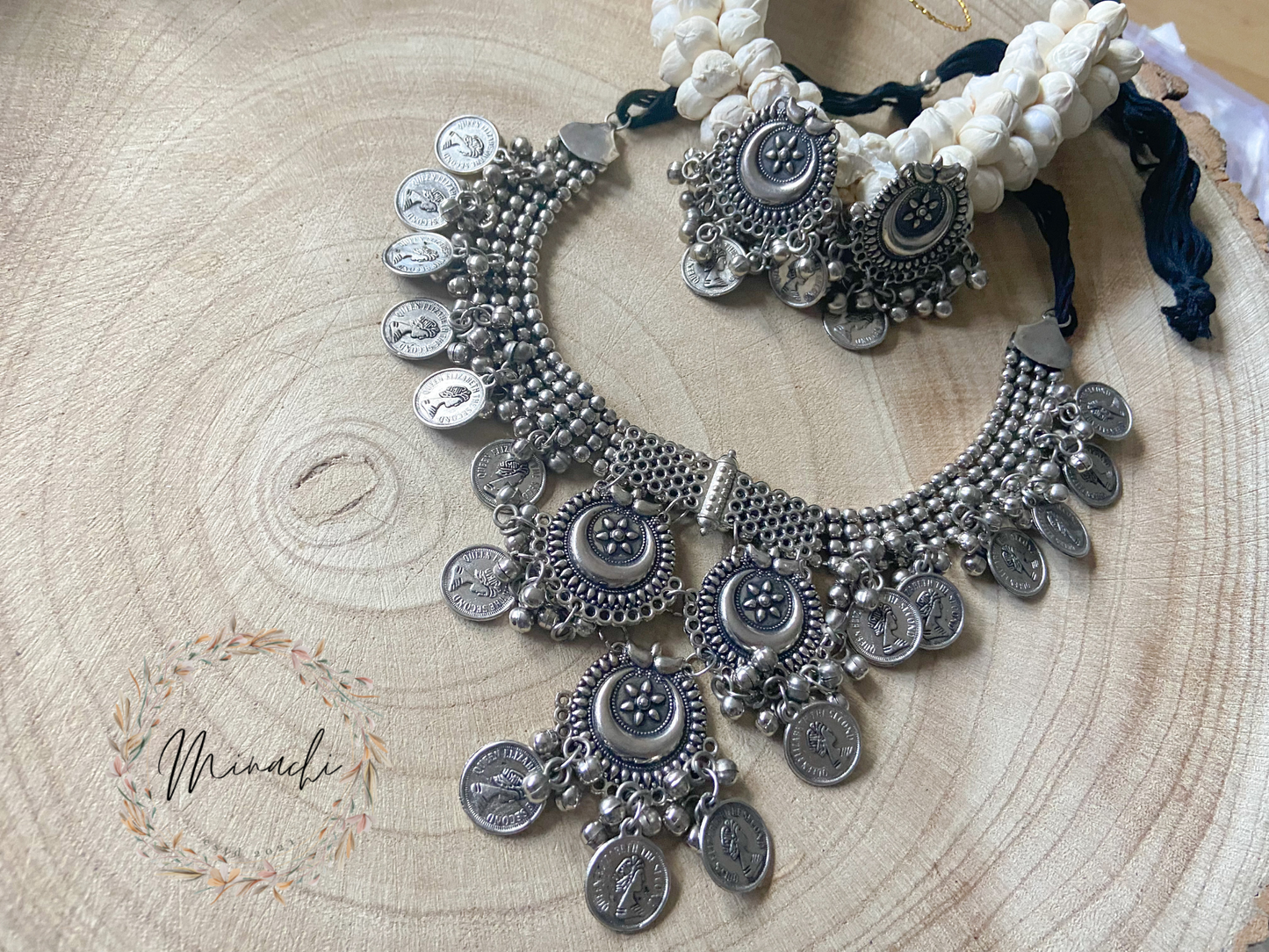 OXIDISED COIN NECKLACE SET