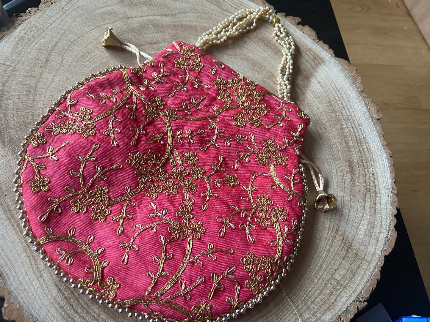 DARK PINK POTLI BAG