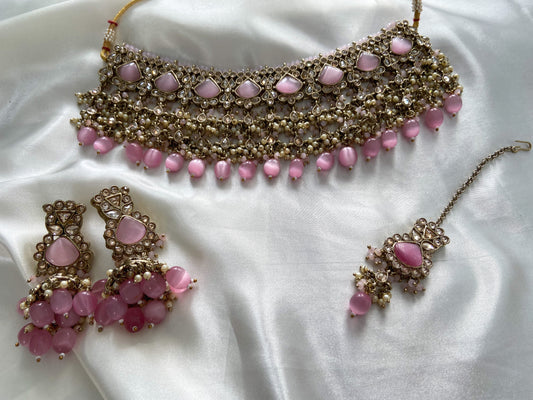 PINK KUNDAN NECKLACE SET