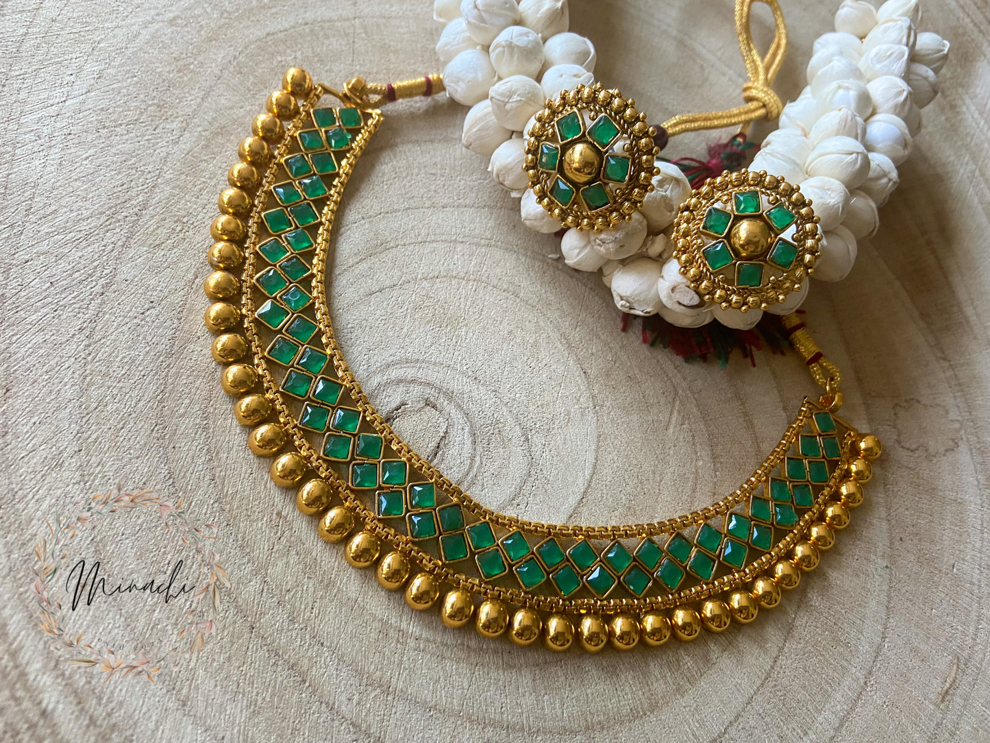 GREEN GOLDEN NECKLACE SET