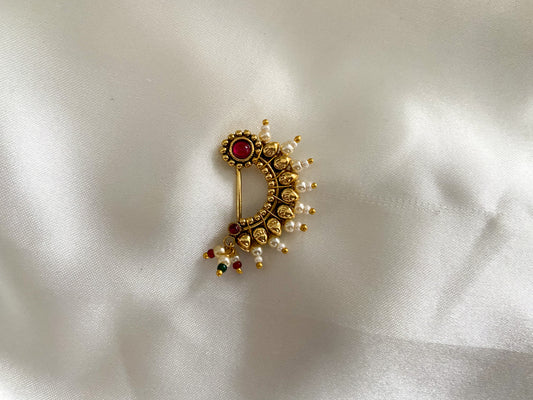 RUBY PEARL NOSE RING