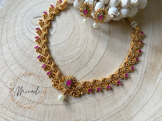 OLG- RUBY PEARL NECKLACE SET