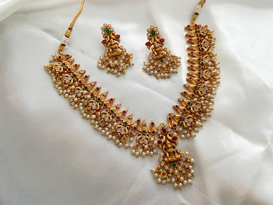 LAKSHMI RUBY GREEN PEARL NECKLACE SET