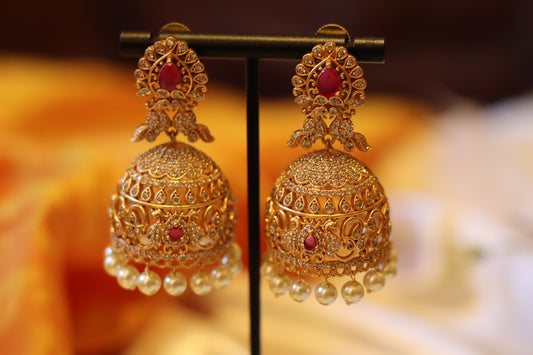 RUBY WHITE JHUMKA