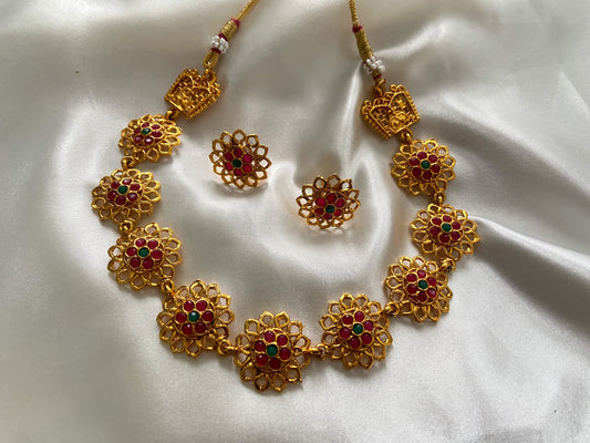 RUBY GREEN FLORAL NECKLACE SET