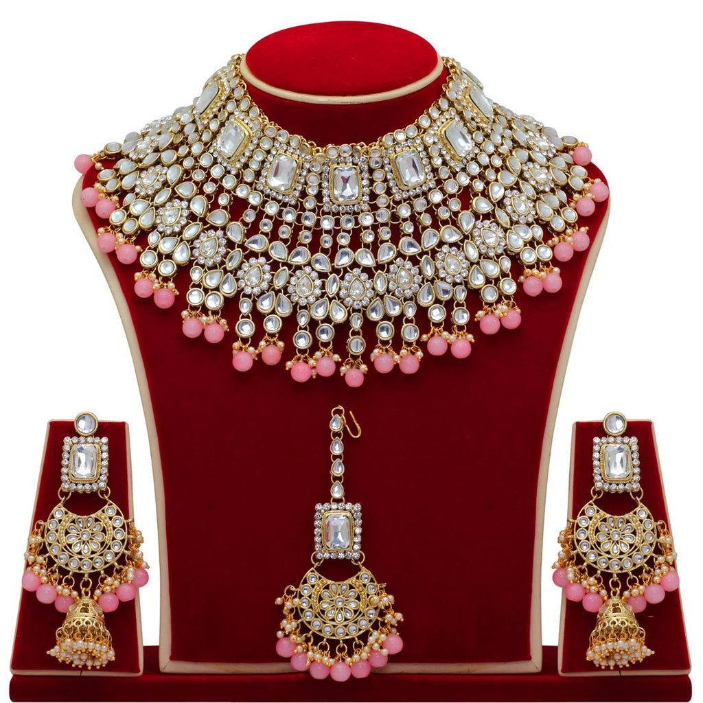 PINK KUNDAN NECKLACE SET