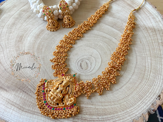 LAKSHMI RUBY GREEN GOLDEN LONG CHAIN