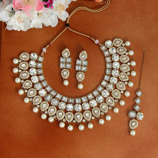 Mangalam: White Kundan Necklace Set