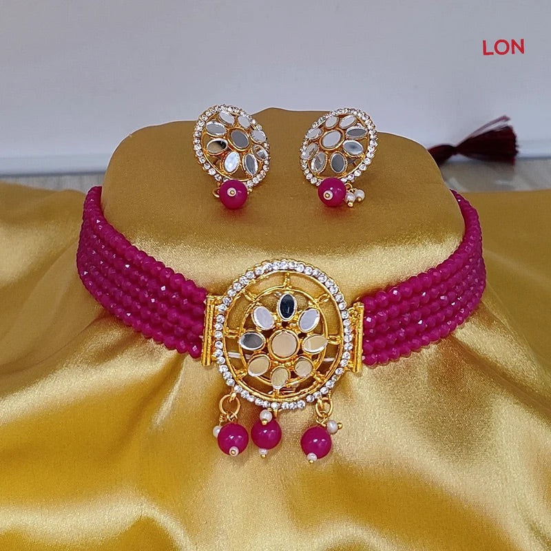 DARK PINK CHOKER SET