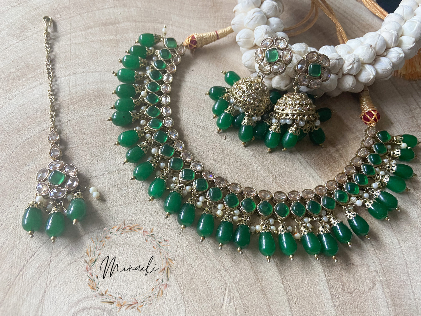 GREEN JHUMKA NECKLACE SET