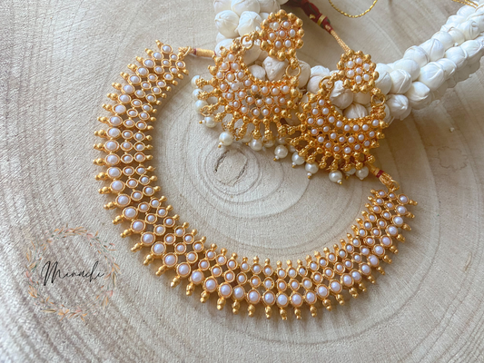 WHITE PEARL NECKLACE SET