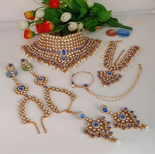 BLUE BRIDAL KUNDAN NECKLACE SET