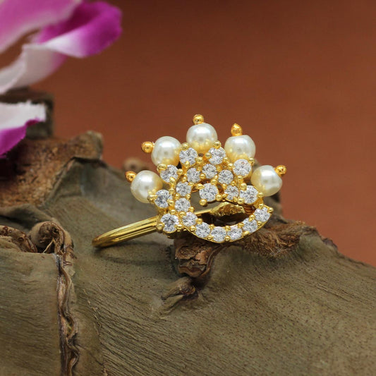 PEARL WHITE STONE NOSE RING