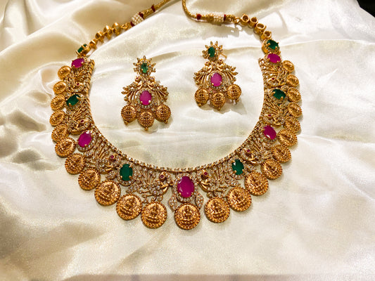 LAKSHMI DESIGNER RUBY GREEN TEMPLE JEWELLERY